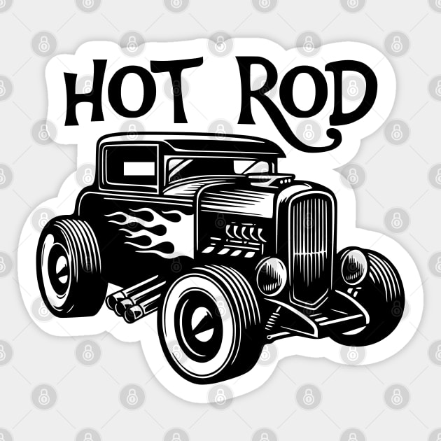 Hot rod car Sticker by Kusumaillustration